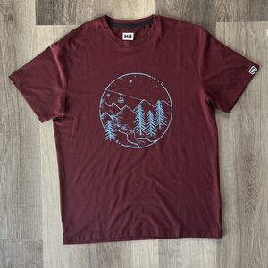 Helly Hansen Men’s Mountain Graphic T shirt Burgundy Wine size Medium